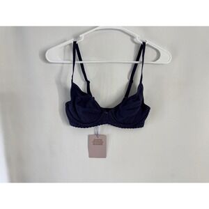 Savage X Fenty Bra 30C Navy Blue Underwire Balconette Lingerie NWT